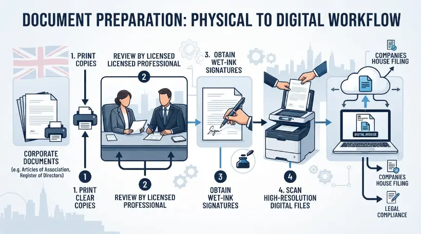 How does the document certification process work step-by-step