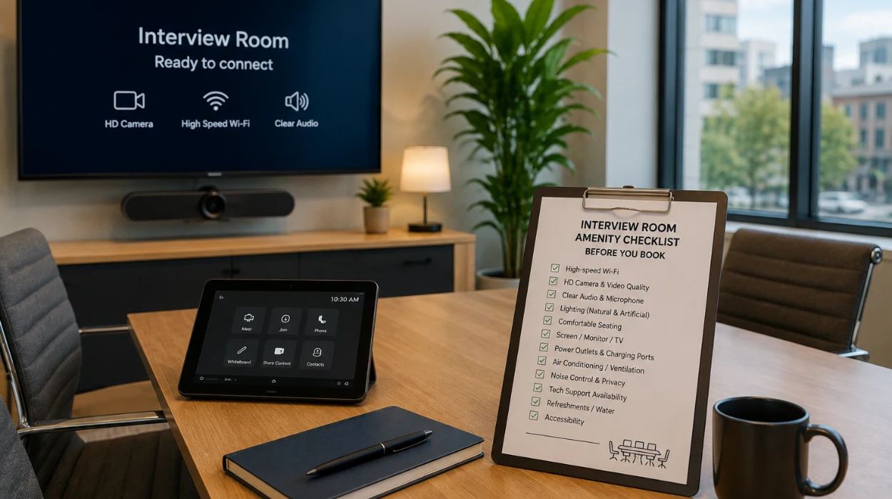 Interview Room Amenity Checklist Before You Book in 2026
