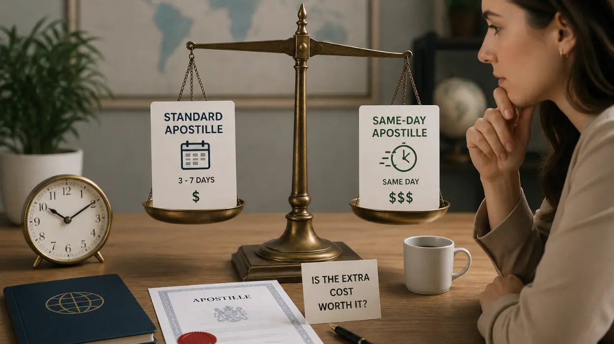 Standard vs Same-Day Apostille: Is the Extra Cost Worth It in 2026?