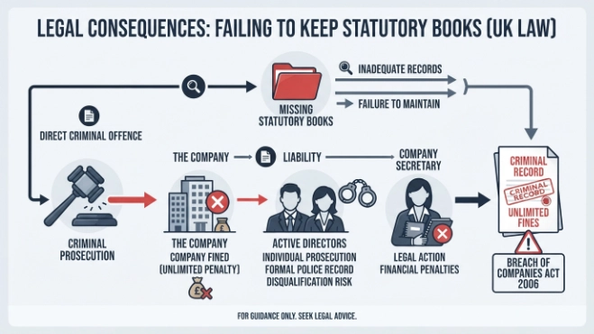 What Are the Immediate Legal Consequences of Failing to Keep Statutory Books