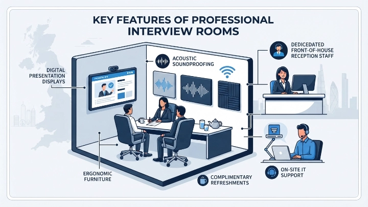 What Key Features Are Included in Professional Interview Rooms