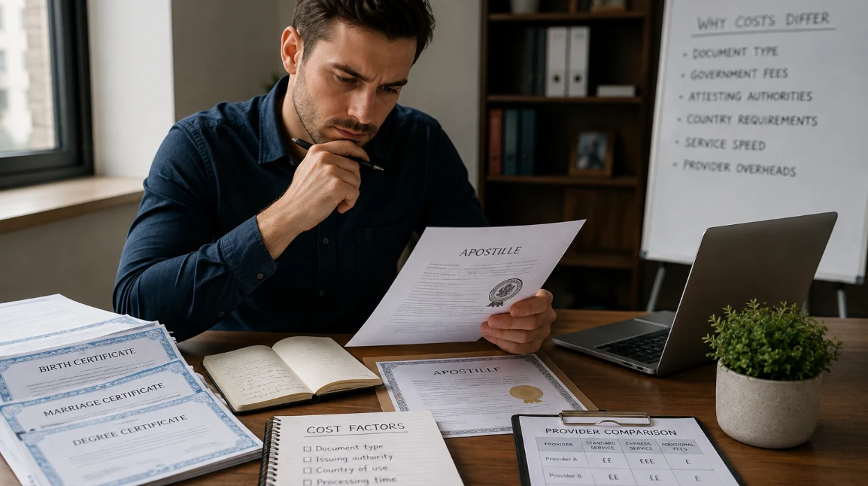 Why Do Apostille Costs Differ Between Documents and Providers in 2026?