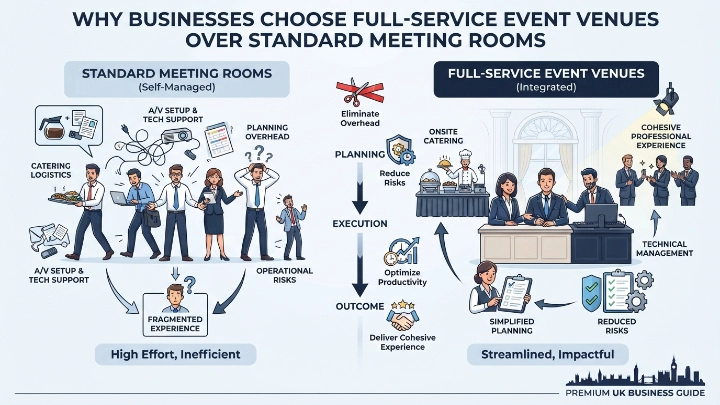 Why Do Businesses Choose Full-Service Event Venues Over Standard Meeting Rooms