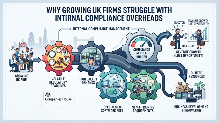 Why do growing UK firms struggle with internal compliance overheads