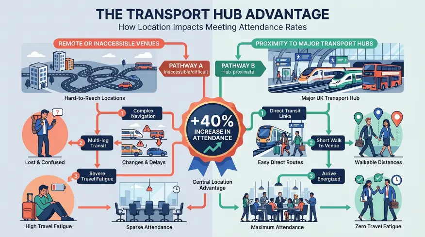 How Does Proximity to Major Transport Hubs Impact Meeting Success
