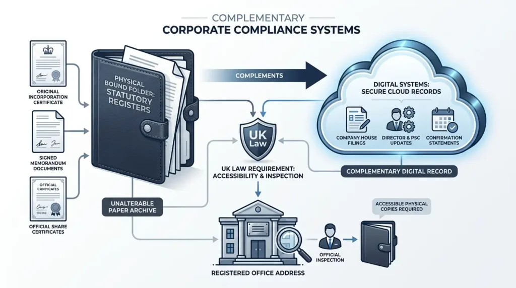 How Does a Physical Bound Folder Complement Digital Storage Systems