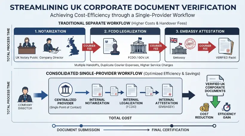 How can companies bundle verification steps to minimize service charges