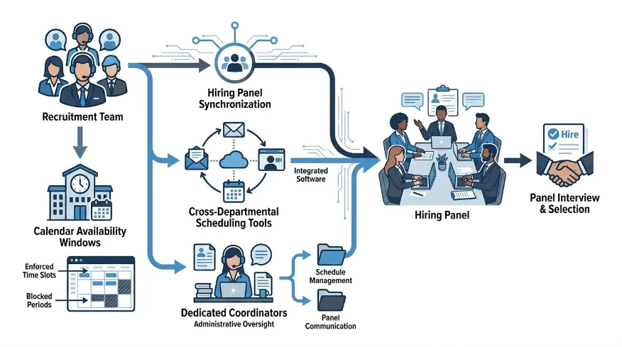 How can recruitment teams synchronize panel availability across departments