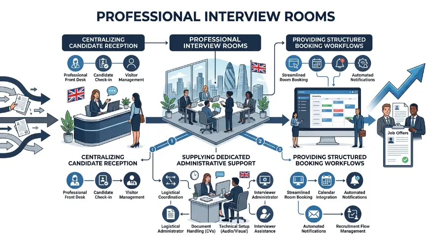 How do professional interview rooms streamline recruitment logistics
