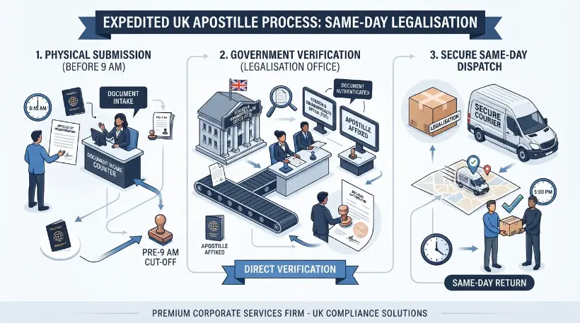 How does the expedited apostille process actually work