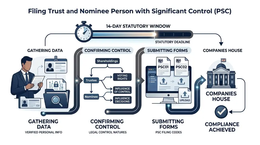 Which Steps Form the Core Process for Filing Trust and Nominee PSC Data