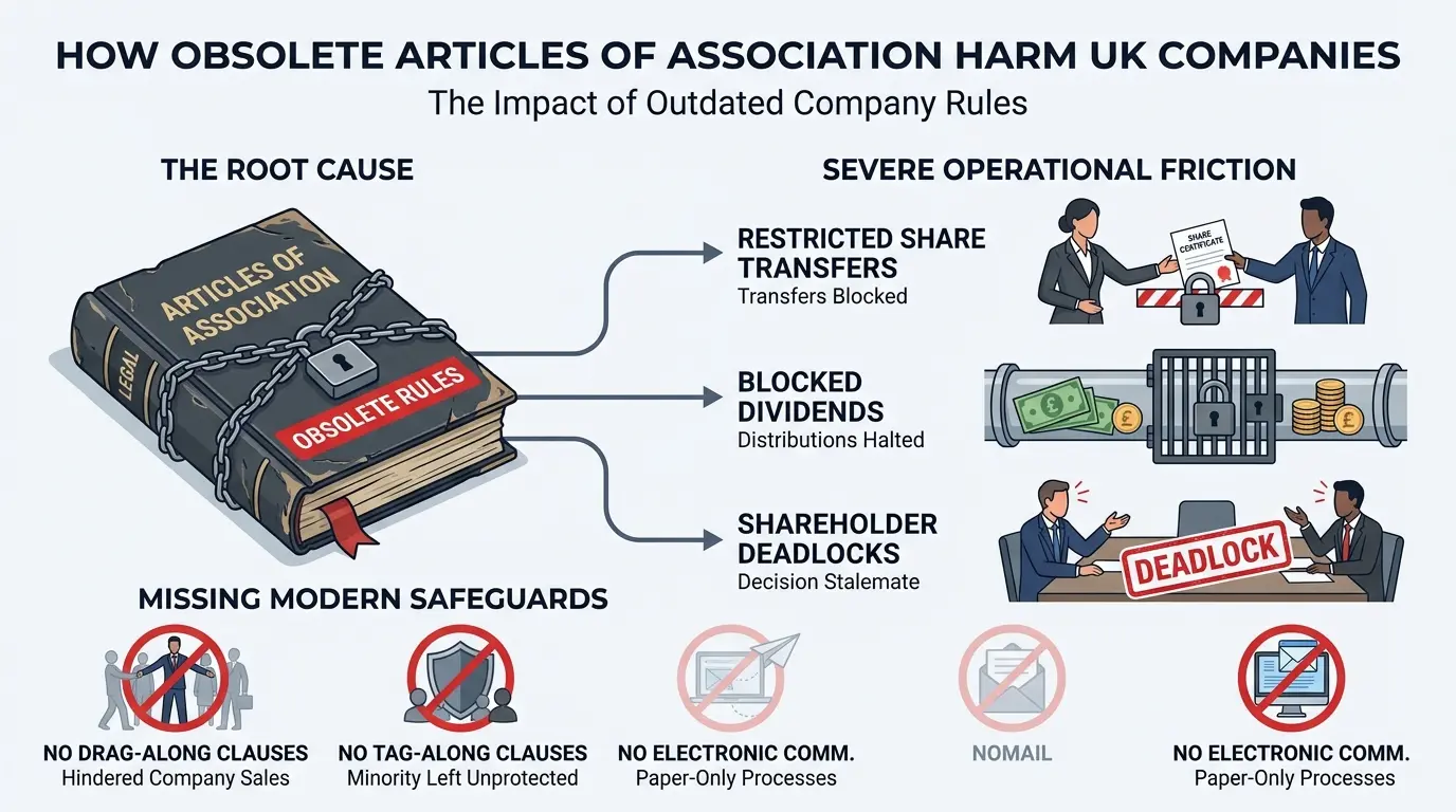 How Do Obsolete Articles of Association Restrict Shareholder Operations