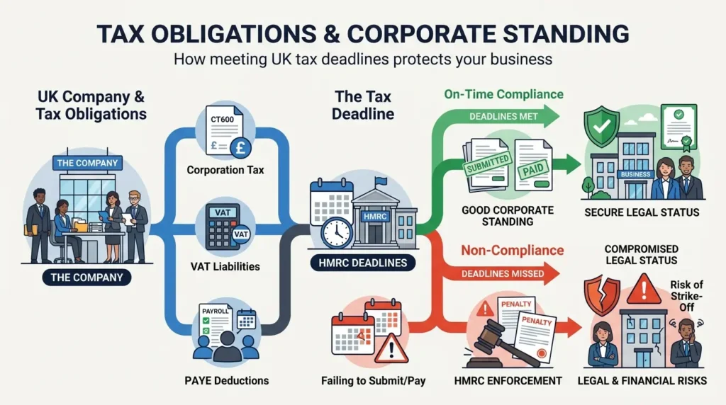 How Do Tax Obligations Impact Corporate Good Standing Status