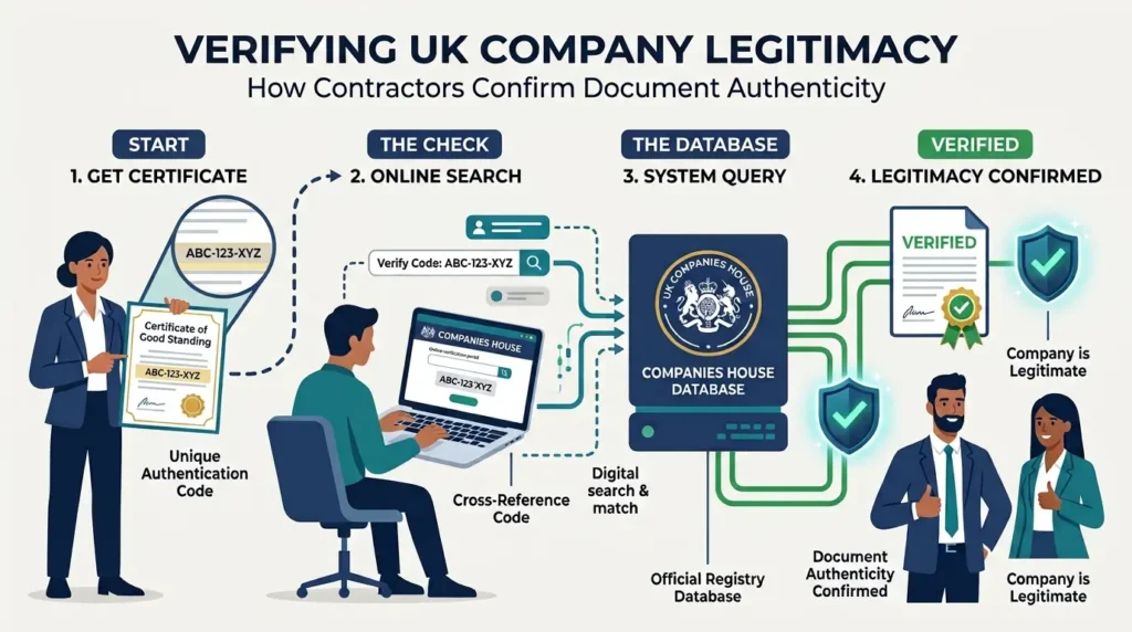 How do commercial contractors verify enterprise legitimacy using official certificates