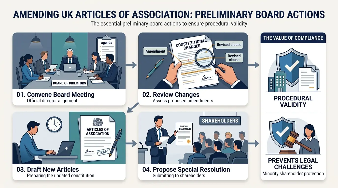 What Board Actions Are Required Before Updating Articles