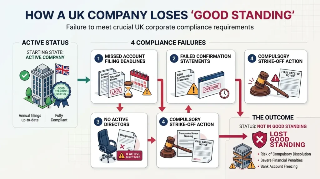What Issues Cause a Company to Lose Good Standing Status